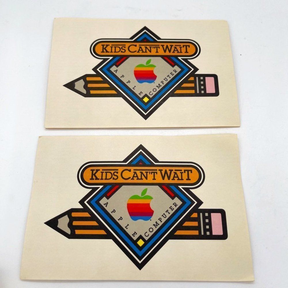 1982 VINTAGE Apple Computer Decals from the 1982 "Kids Can't Wait" Campaign